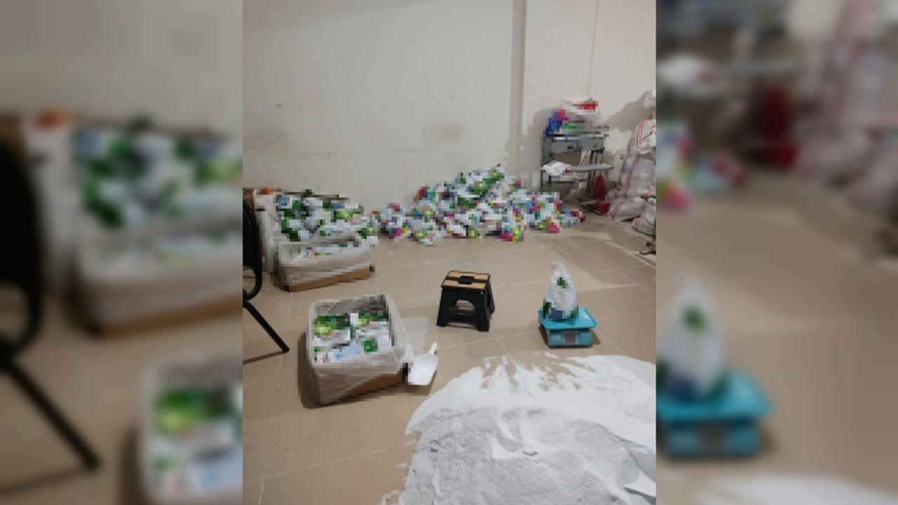 18 ton 532 kilo sahte toz deterjan  ele geçirildi