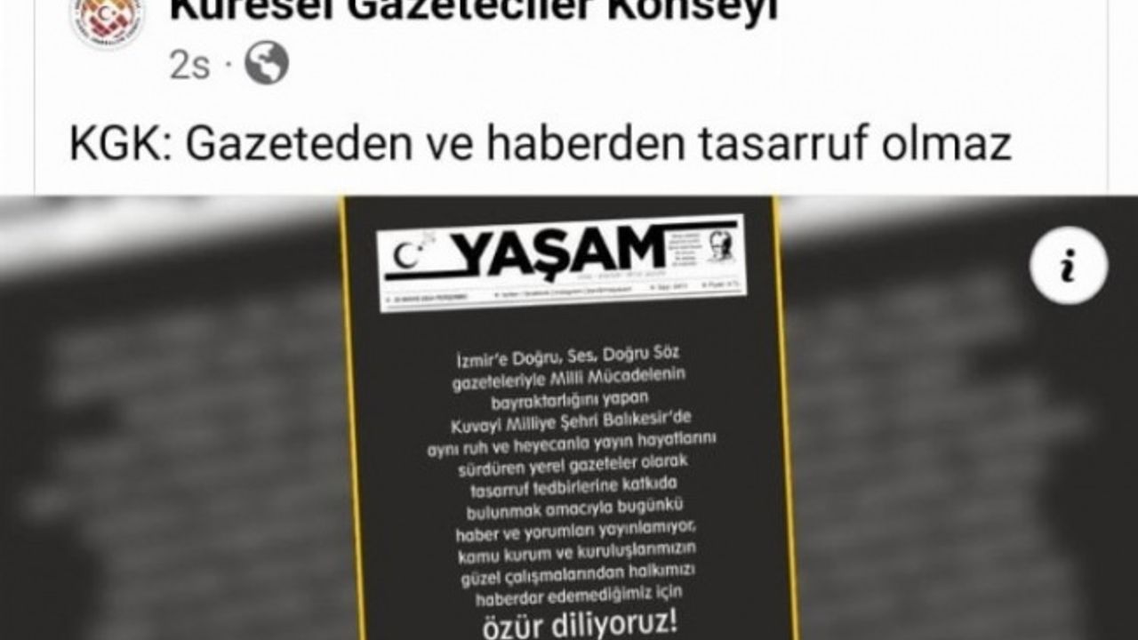 Tasarrufta medyanın hedef alınmasına bir tepki de KGK’dan: Gazeteden ve haberden tasarruf olmaz