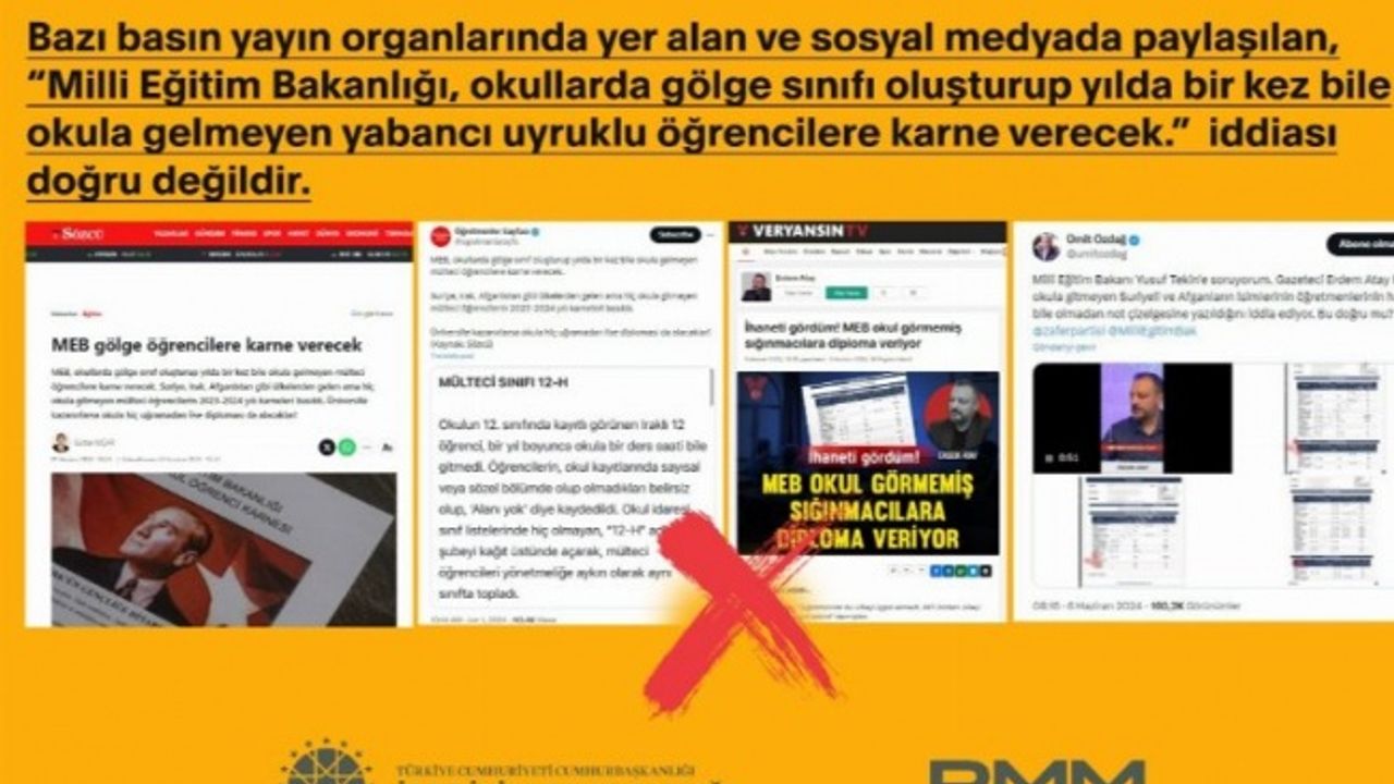 Okula gitmeyen yabancı uyruklu öğrencilere karne verileceği iddialarına açıklama