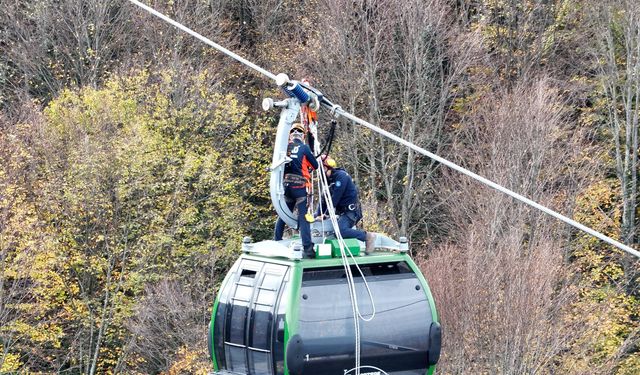 Teleferik’te kurtarma tatbikatı yapıldı
